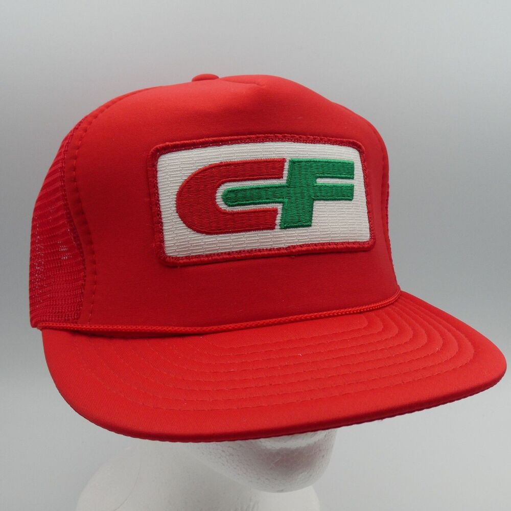 Vtg Consolidated Freightways CF Trucker Hat Red Mesh Snapback Trucking Cap